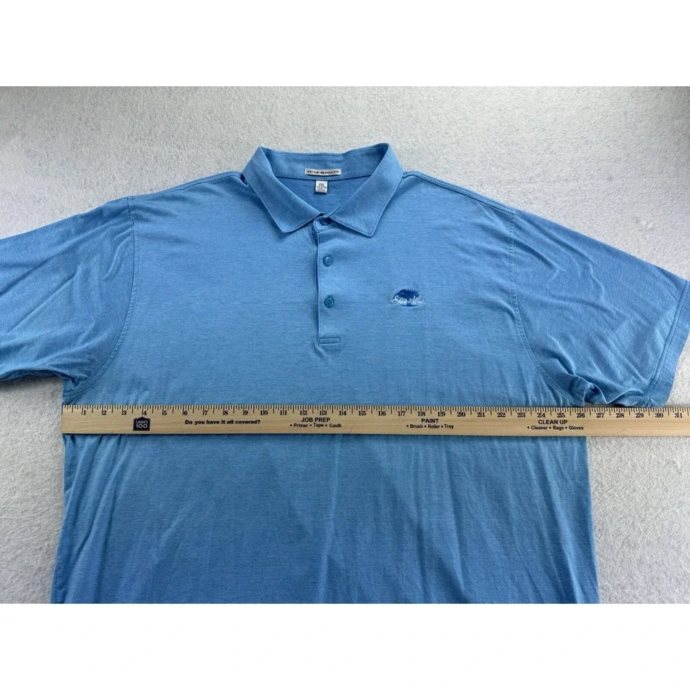 Peter Millar Mens Polo Shirt Size XXL Light Blue 100% Cotton Shadow‎ Wood Logo